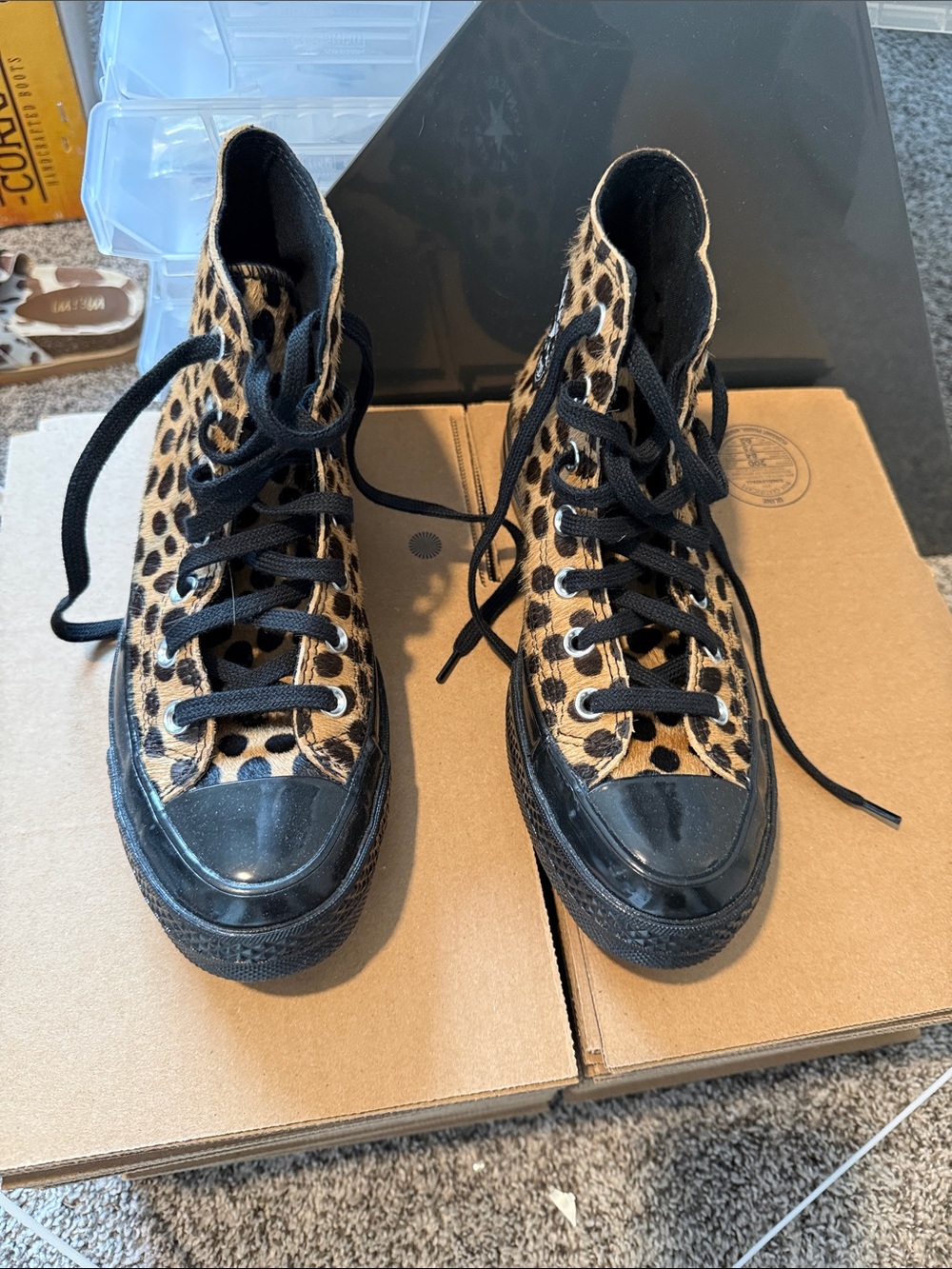 Converse High Top Sneakers Leopard Print with Black Trim